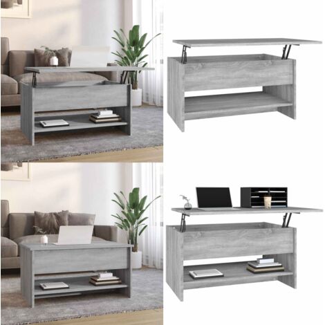 Mesa de centro madera contrachapada gris Sonoma 80x50x40 cm - Madera contrachapada - Mesa gris Sonoma