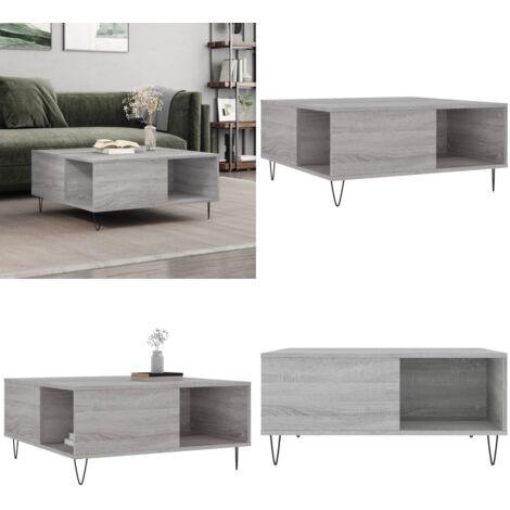 Mesa de centro madera contrachapada gris Sonoma 80x80x36,5 cm - Madera contrachapada - Mesa auxiliar