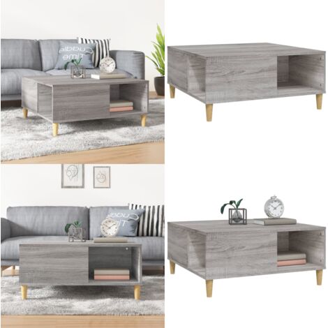 Mesa de centro madera contrachapada gris Sonoma 80x80x36,5 cm - Madera contrachapada - Mesa de salón