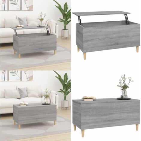 Mesa de centro madera contrachapada gris Sonoma 90x44,5x45 cm - Madera contrachapada - Mesa de centro gris