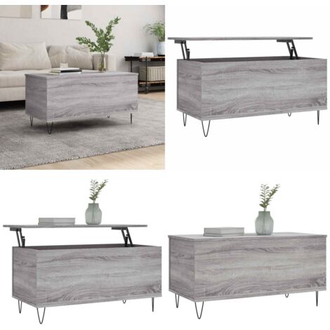Mesa de centro madera contrachapada gris Sonoma 90x44,5x45 cm - Mesa de salón - Mesa de comedor