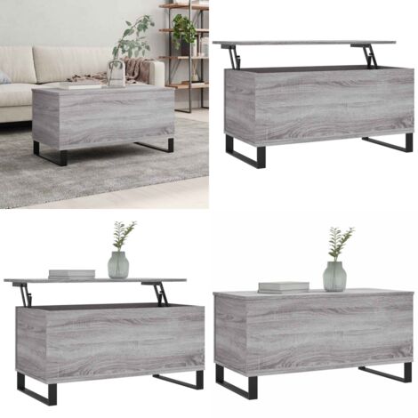 Mesa de centro madera contrachapada gris Sonoma 90x44,5x45 cm - Mesa de salón - Mesa de comedor