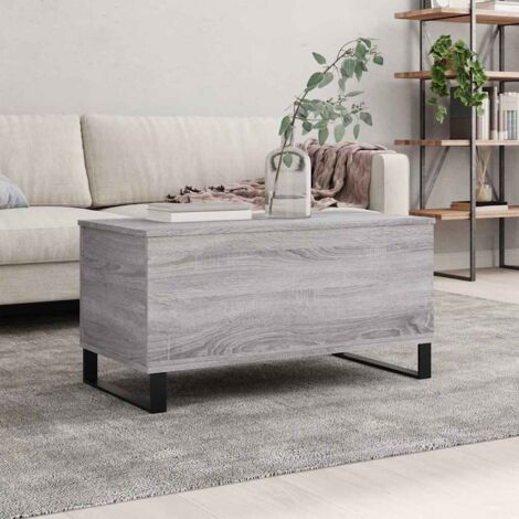 Mesa de centro madera contrachapada gris Sonoma 90x44,5x45 cm vidaXL