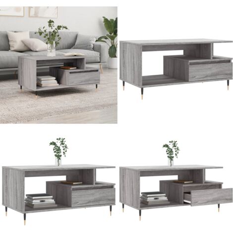Mesa de centro madera contrachapada gris Sonoma 90x49x45 cm - Madera contrachapada - Mesa de centro gris