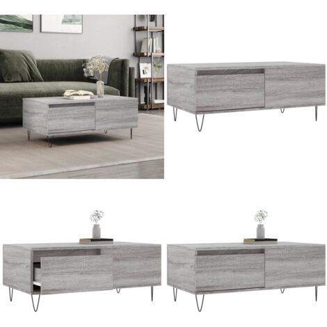 Mesa de centro madera contrachapada gris Sonoma 90x50x36,5 cm - Mesa de centro gris - Mesa de centro de madera