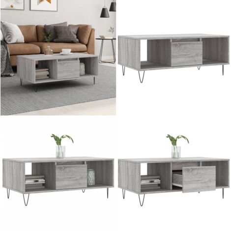 Mesa de centro madera contrachapada gris Sonoma 90x50x36,5 cm - Mesa de centro gris - Mesa de centro madera contrachapada