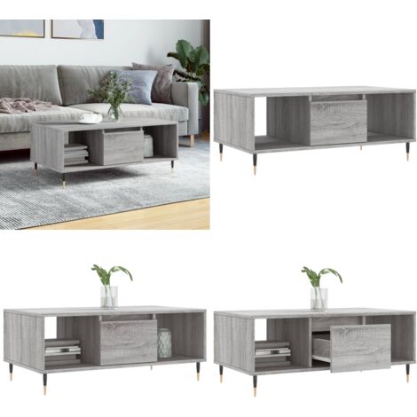 Mesa de centro madera contrachapada gris Sonoma 90x50x36,5 cm - Mesa de centro gris - Mesa de centro madera contrachapada