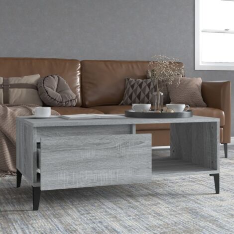 Mesa de centro madera contrachapada gris Sonoma 90x50x36,5 cm vidaXL