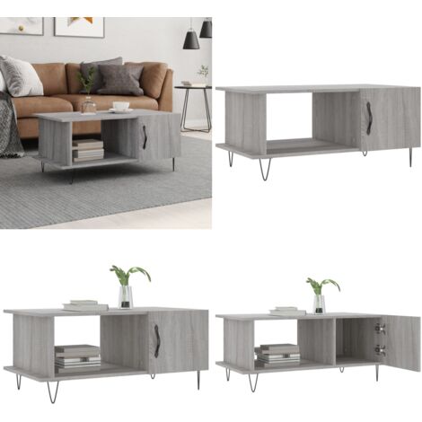 Mesa de centro madera contrachapada gris Sonoma 90x50x40 cm - Madera contrachapada - Mesa de salón