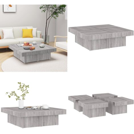 Mesa de centro madera contrachapada gris Sonoma 90x90x28 cm - Mesa de salón - Mesa de centro de madera