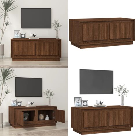 Mesa de centro madera contrachapada marrón roble 102x50x44 cm - Madera contrachapada - Mesa de salón