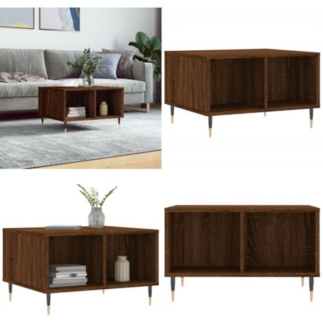 Mesa de centro madera contrachapada marrón roble 60x50x36,5 cm - Madera contrachapada - Mesa auxiliar