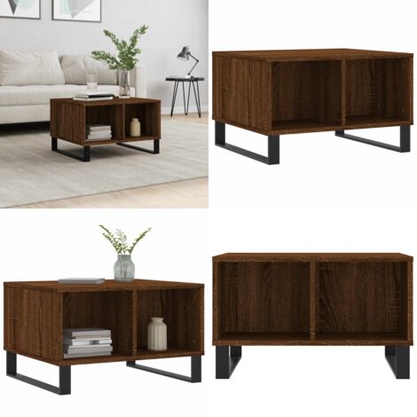 Mesa de centro madera contrachapada marrón roble 60x50x36,5 cm - Madera contrachapada - Mesa auxiliar