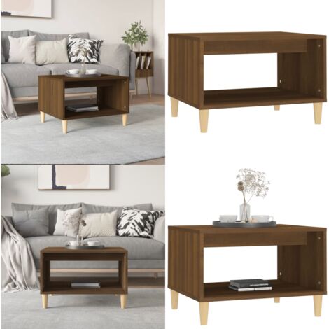 Mesa de centro madera contrachapada marrón roble 60x50x40 cm - Madera contrachapada - Mesa decorativa