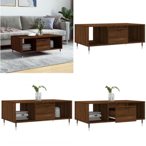 Mesa de centro madera contrachapada marrón roble 90x50x36,5 cm - Madera contrachapada - Mesa auxiliar