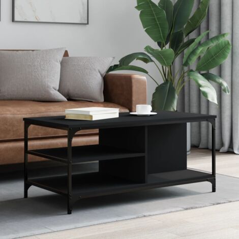 Mesa de centro madera contrachapada negro 100x50x45 cm vidaXL