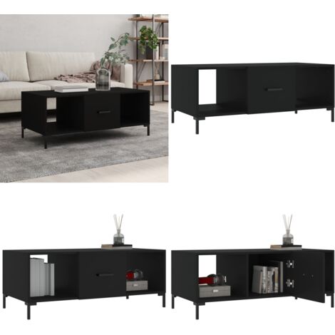 Mesa de centro madera contrachapada negro 102x50x40 cm - Madera contrachapada - Mesa de salón