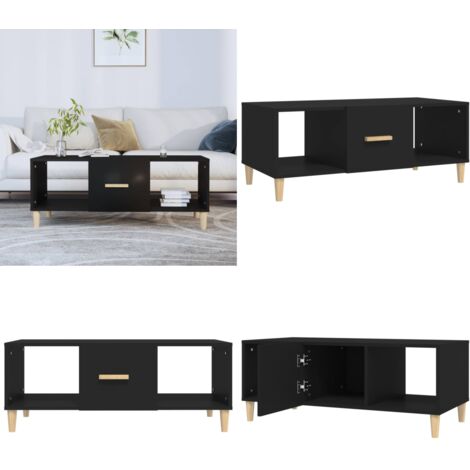 Mesa de centro madera contrachapada negro 102x50x40 cm - Mesa de centro de madera - Mesa de centro negra