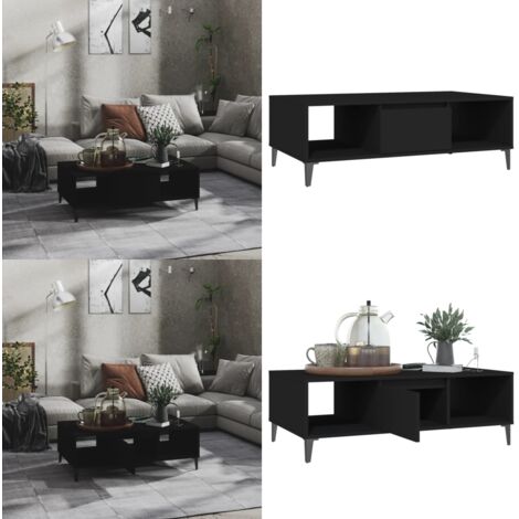 Mesa de centro madera contrachapada negro 103,5x60x35 cm - Mesa de salón - Mesa de centro industrial