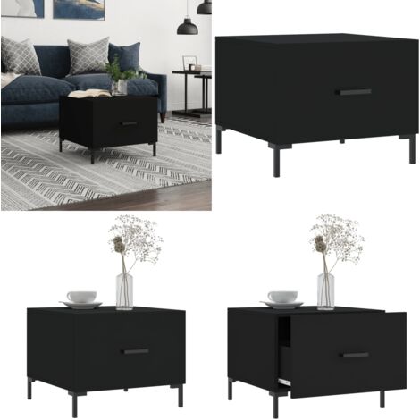 Mesa de centro madera contrachapada negro 50x50x40 cm - Madera contrachapada - Mesa de centro negra