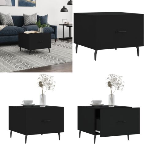 Mesa de centro madera contrachapada negro 50x50x40 cm - Madera contrachapada - Mesa de centro negra