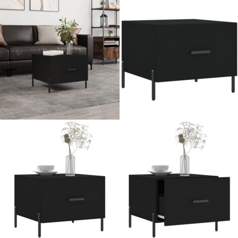 Mesa de centro madera contrachapada negro 50x50x40 cm - Madera contrachapada - Mesa de centro negra