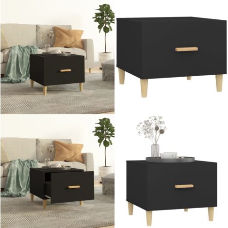 Mesa de centro madera contrachapada negro 50x50x40 cm - Madera contrachapada - Mesa de salón