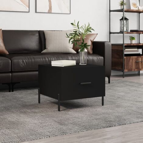 Mesa de centro madera contrachapada negro 50x50x40 cm vidaXL