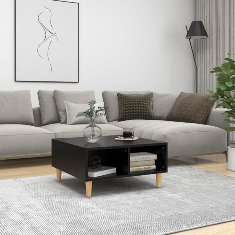 Mesa de centro madera contrachapada negro 60x60x30 cm vidaXL