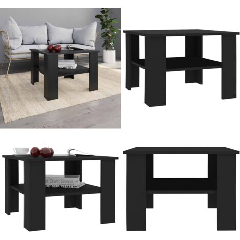Mesa de centro madera contrachapada negro 60x60x42 cm - Mesa de centro de madera - Mesa de centro negra