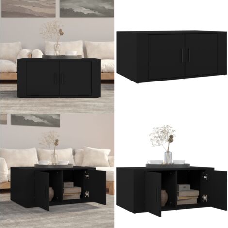 Mesa de centro madera contrachapada negro 80x50x36 cm - Mesa de salón - Mesa auxiliar