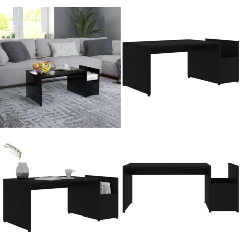 Mesa de centro madera contrachapada negro 90x45x35 cm - Mesa de centro negra - Mesa de centro madera contrachapada