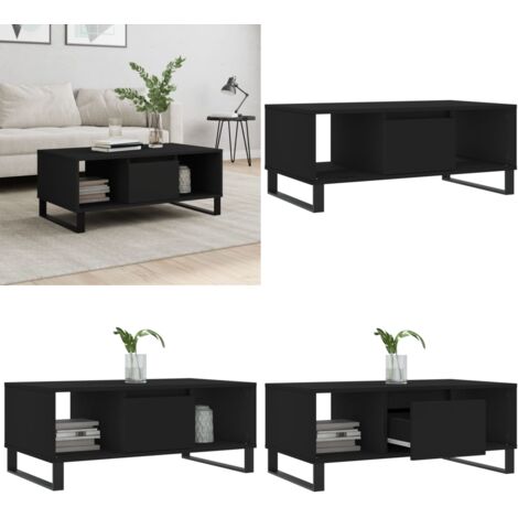 Mesa de centro madera contrachapada negro 90x50x36,5 cm - Mesa de centro de madera - Mesa de centro negra