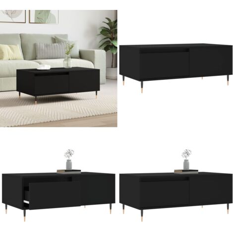 Mesa de centro madera contrachapada negro 90x50x36,5 cm - Mesa de centro de madera - Mesa de centro negra