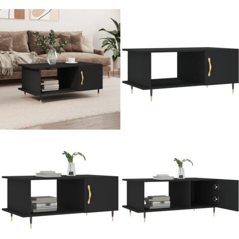 Mesa de centro madera contrachapada negro 90x50x40 cm - Madera contrachapada - Mesa de salón