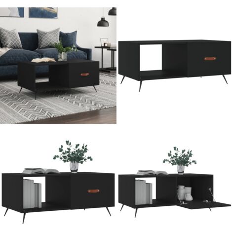 Mesa de centro madera contrachapada negro 90x50x40 cm - Madera contrachapada - Mesa de salón