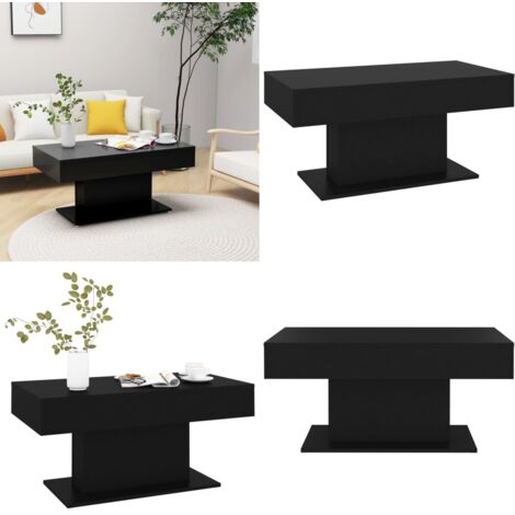 Mesa de centro madera contrachapada negro 96x50x45 cm - Mesa de centro negra - Mesa de centro de madera