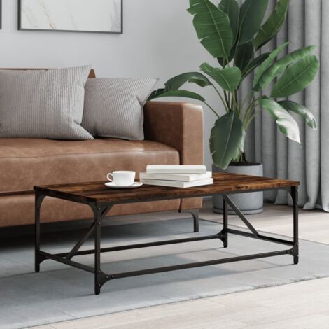 Mesa de centro madera contrachapada roble ahumado 100x50x35 cm vidaXL