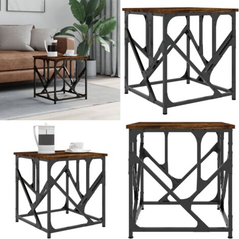 Mesa de centro madera contrachapada roble ahumado 45x45x47,5 cm - Mesa de salón - Mesa de madera