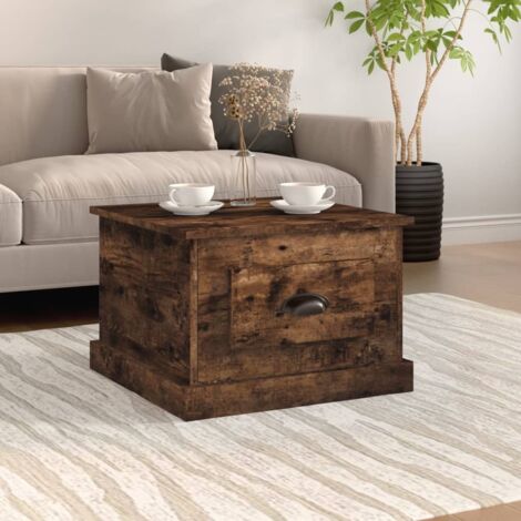 Mesa de centro madera contrachapada roble ahumado 50x50x35 cm vidaXL
