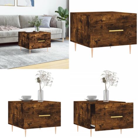 Mesa de centro madera contrachapada roble ahumado 50x50x40 cm - Mesa de centro de madera - Mesa de centro de roble