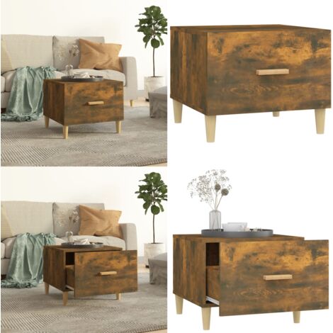Mesa de centro madera contrachapada roble ahumado 50x50x40 cm - Mesa de salón - Madera contrachapada