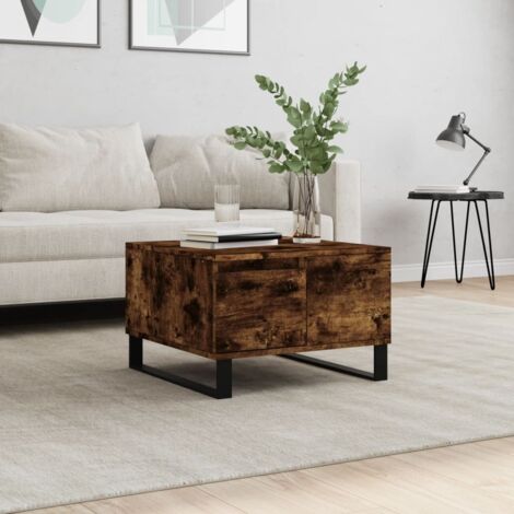 Mesa de centro madera contrachapada roble ahumado 55x55x36,5 cm