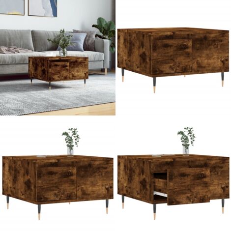Mesa de centro madera contrachapada roble ahumado 55x55x36,5 cm - Madera contrachapada - Mesa de centro roble ahumado
