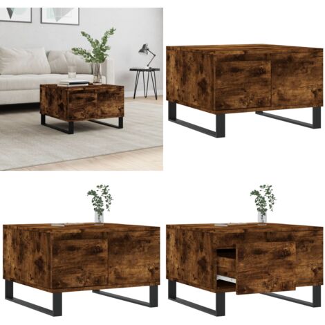 Mesa de centro madera contrachapada roble ahumado 55x55x36,5 cm - Madera contrachapada - Mesa de centro roble ahumado