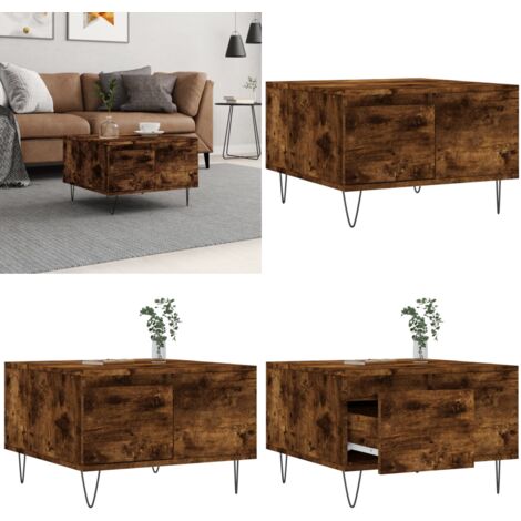 Mesa de centro madera contrachapada roble ahumado 55x55x36,5 cm - Madera contrachapada - Mesa de centro roble ahumado