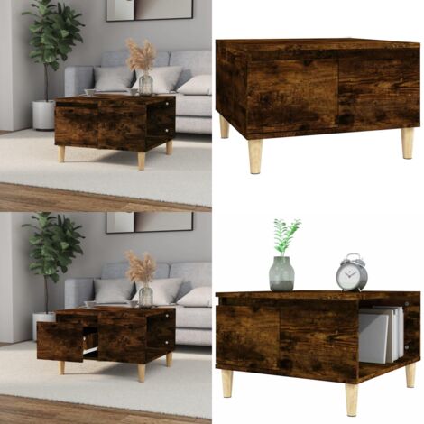 Mesa de centro madera contrachapada roble ahumado 55x55x36,5 cm - Mesa de madera - Mesa de centro de roble