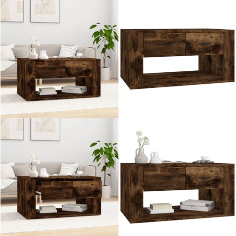 Mesa de centro madera contrachapada roble ahumado 80x50x40 cm - Mesa de salón - Mesa auxiliar