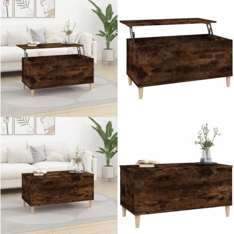 Mesa de centro madera contrachapada roble ahumado 90x44,5x45 cm - Mesa de salón - Mesa de centro de madera