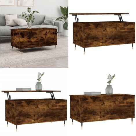 Mesa de centro madera contrachapada roble ahumado 90x44,5x45 cm - Mesa de salón - Mesa de comedor